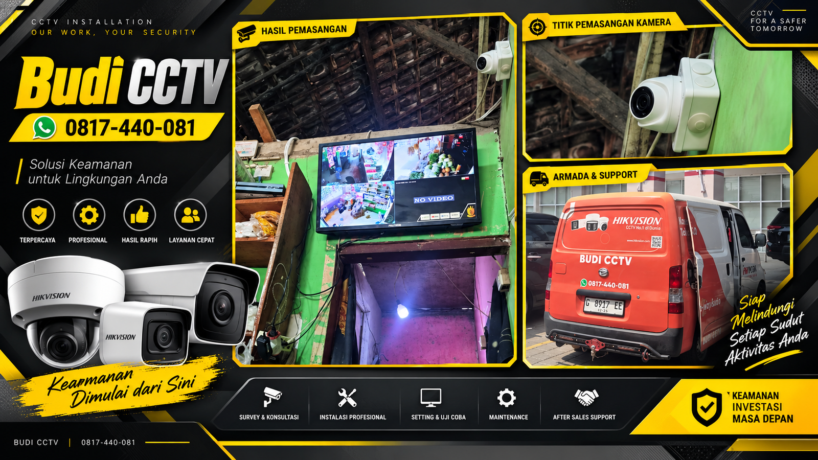 Pemasangan CCTV HiLook IP Camera di Toko Sembako Brebes, Layanan Purna jual Terpercaya