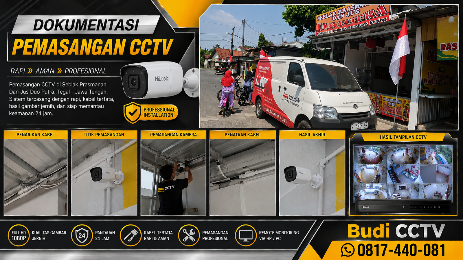 Pemasangan CCTV HiLook Warung Seblak di Tegal, Jangan Asal Pilih CCTV